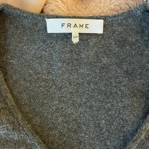 FRAME Grey Cashmere Puffed Sleeve Sweater